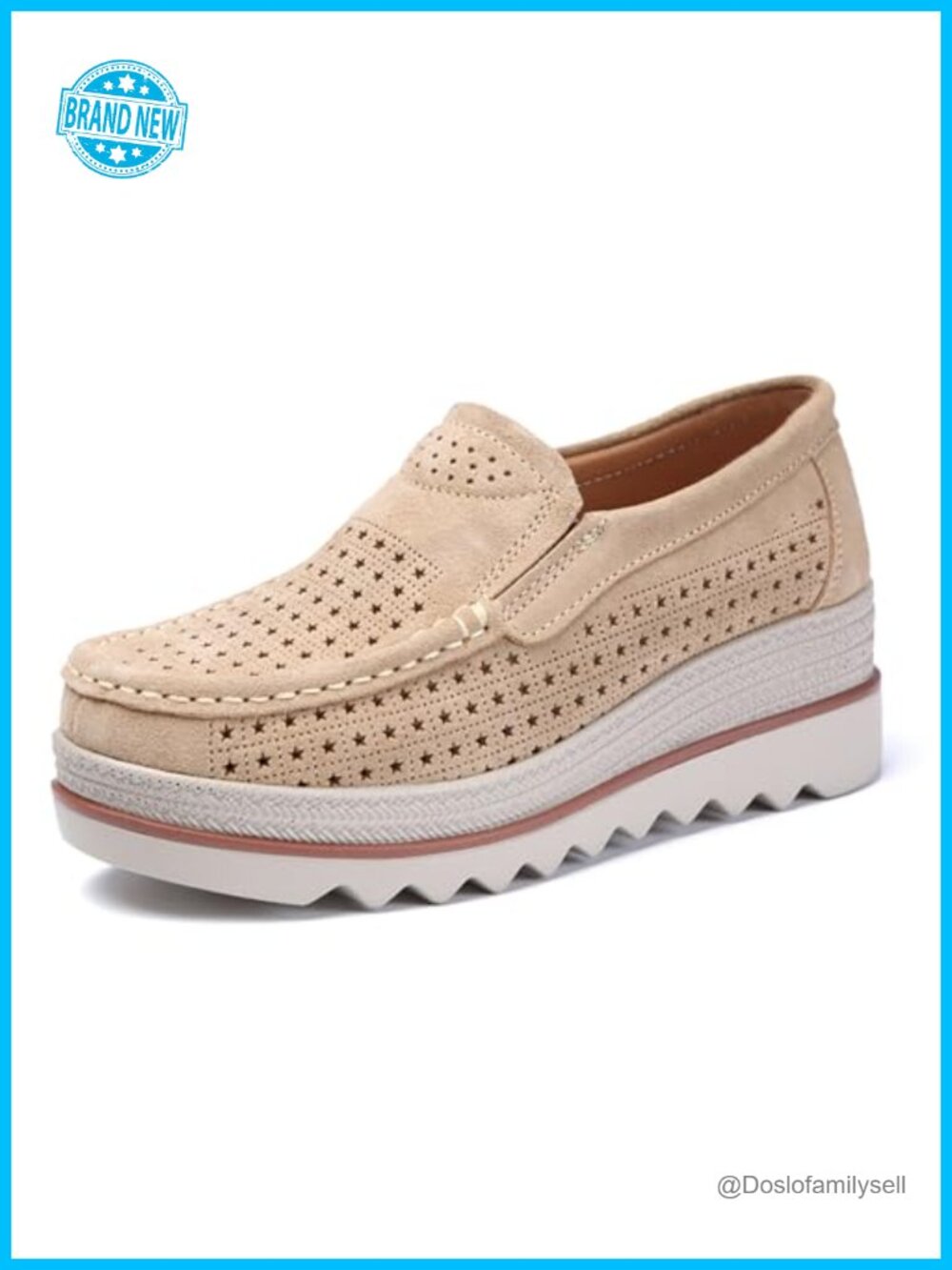 Suede Platform Wedge Slip-On Loafers, Lightweight Comfort Work Shoes